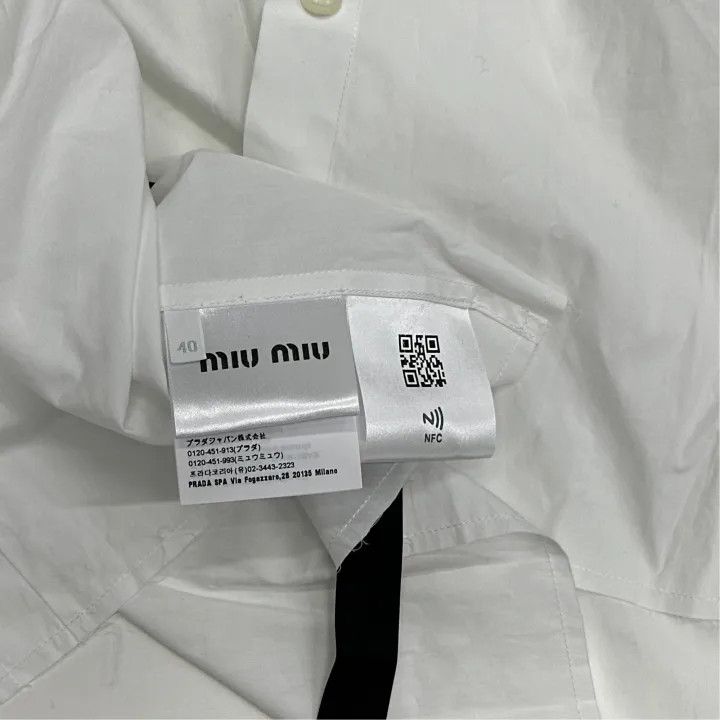 Miu Miu Miu Miu White Logo Print Cropped Long Sleeve Top 0079 Size M / US 6-8 / IT 42-44 - 3 Thumbnail
