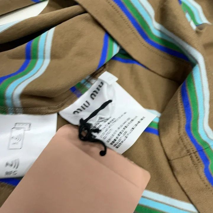 Miu Miu Miu Miu Colorful Striped Logo Short Sleeve T-Shirt 0079 Size XS / US 0-2 / IT 36-38 - 3 Thumbnail