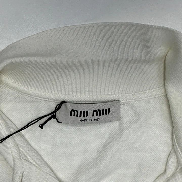 Miu Miu Miu Miu White Logo Embroidered Polo Shirt 0079 Size M / US 6-8 / IT 42-44 - 2 Thumbnail