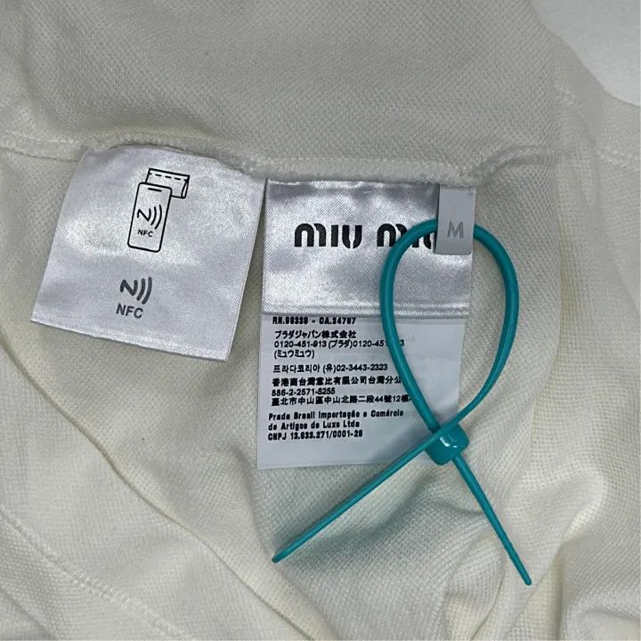 Miu Miu Miu Miu White Logo Embroidered Polo Shirt 0079 Size M / US 6-8 / IT 42-44 - 3 Thumbnail