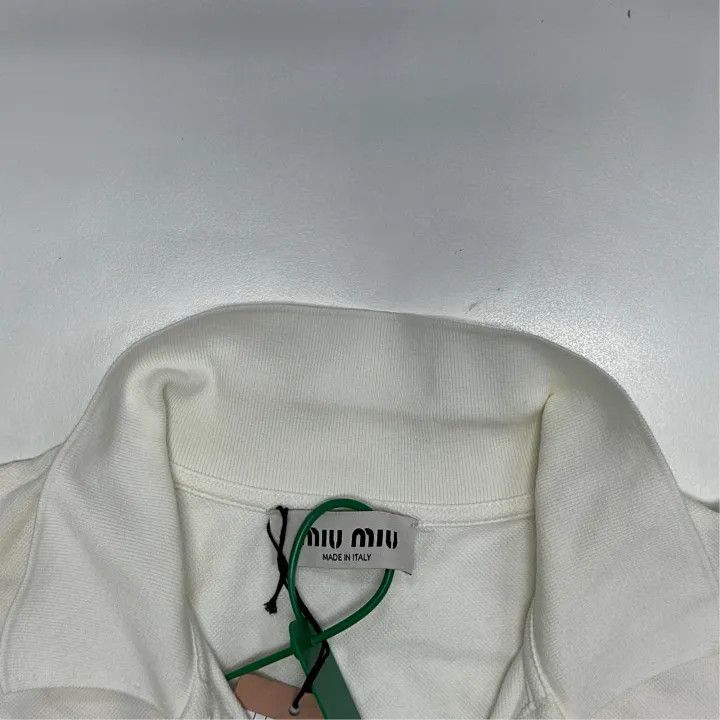 Miu Miu Miu Miu White Logo Embroidered Polo Shirt 0079 Size M / US 6-8 / IT 42-44 - 5 Thumbnail