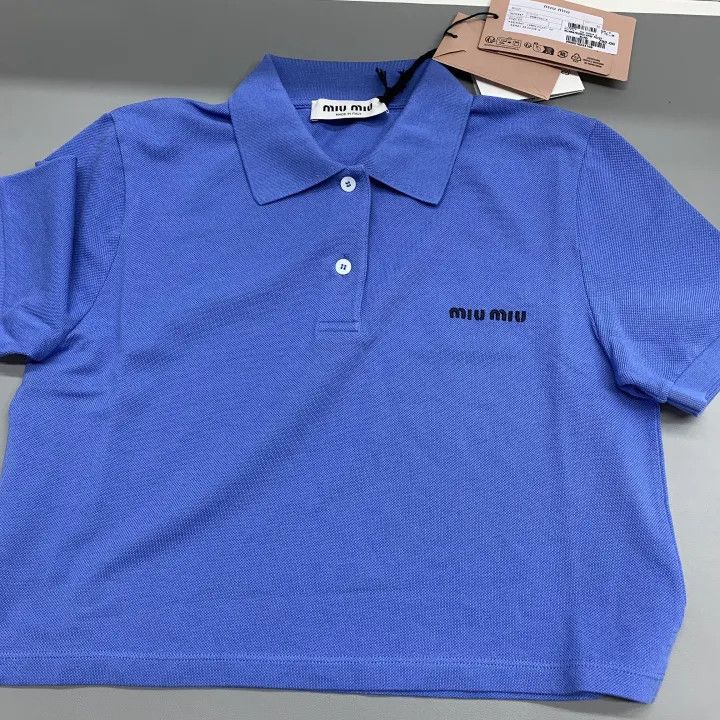 Miu Miu Miu Miu Cotton Embroidered Polo Shirt for Women 0079 Size M / US 6-8 / IT 42-44 - 3 Thumbnail