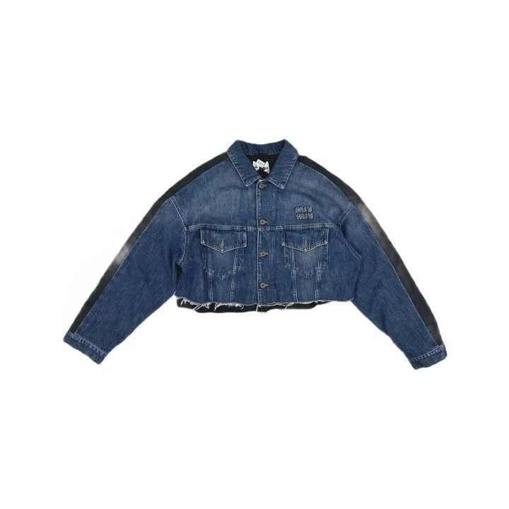 Miu Miu Miu Miu Denim Cropped Jacket with Patches 0079 Size M / US 6-8 / IT 42-44 - 2 Thumbnail
