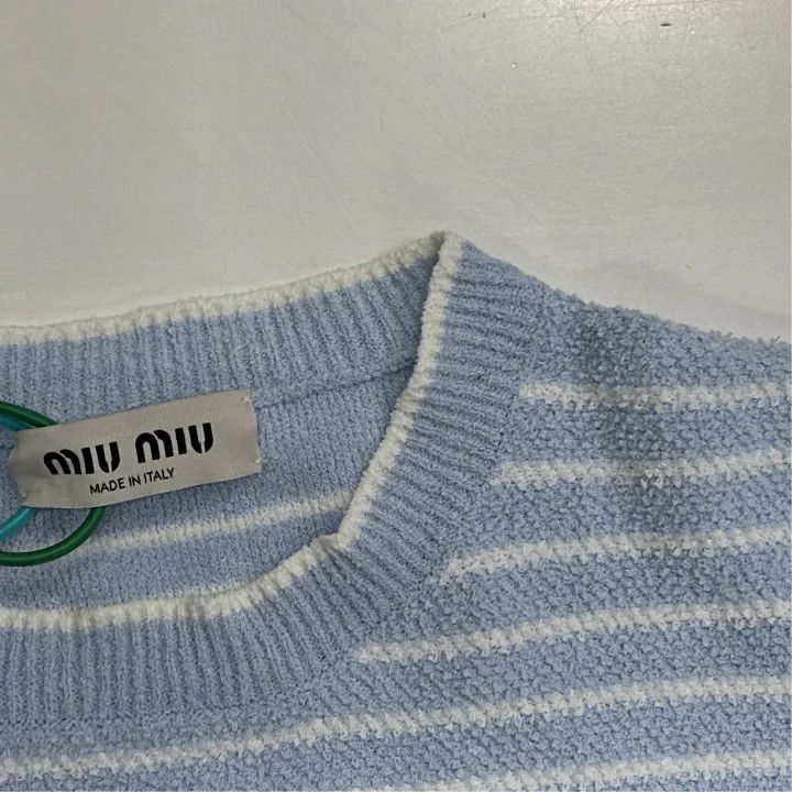 Miu Miu Miu Miu Striped Logo Short Sleeve Crop Top 0079 Size M / US 6-8 / IT 42-44 - 2 Thumbnail