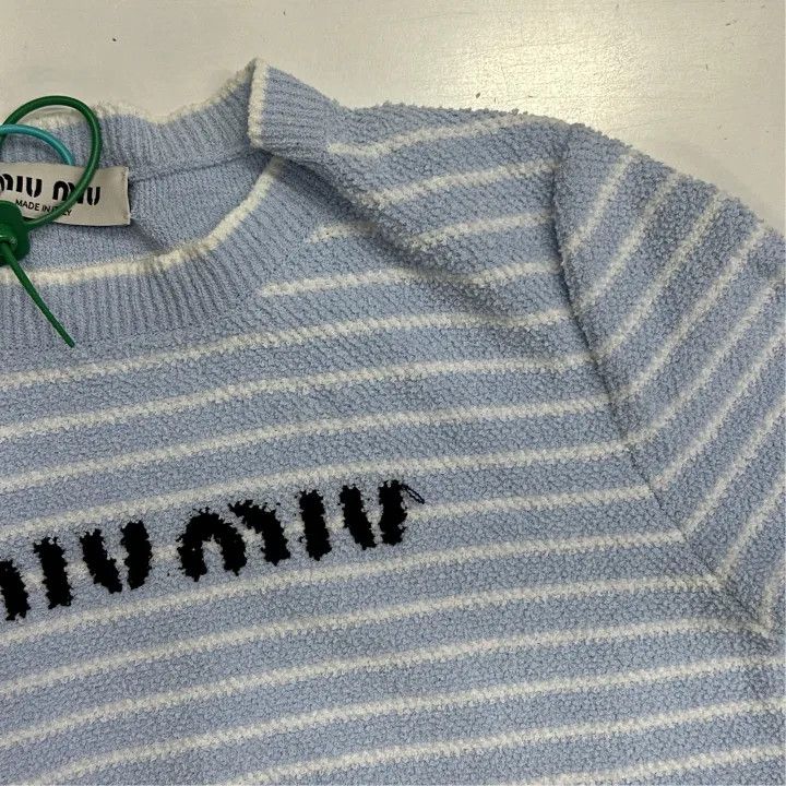 Miu Miu Miu Miu Striped Logo Short Sleeve Crop Top 0079 Size M / US 6-8 / IT 42-44 - 5 Thumbnail