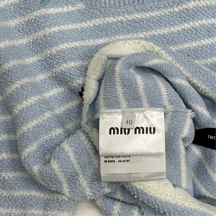 Miu Miu Miu Miu Striped Logo Short Sleeve Crop Top 0079 Size M / US 6-8 / IT 42-44 - 3 Thumbnail