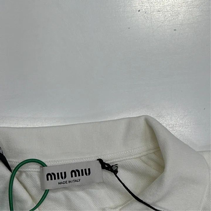 Miu Miu Miu Miu White Logo Embroidered Polo Shirt 0079 Size XS / US 0-2 / IT 36-38 - 2 Thumbnail