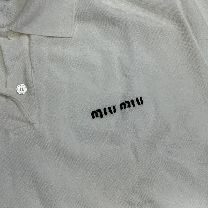 Miu Miu Miu Miu White Logo Embroidered Polo Shirt 0079 Size XS / US 0-2 / IT 36-38 - 5 Thumbnail