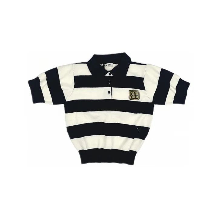 Miu Miu Miu Miu Striped Button Polo Shirt for Women 0079 Size M / US 6-8 / IT 42-44 - 2 Thumbnail