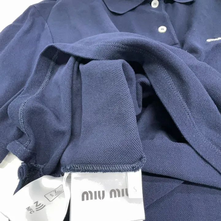 Miu Miu Miu Miu Blue Embroidered Polo Shirt for Women 0079 Size S / US 4 / IT 40 - 7 Thumbnail