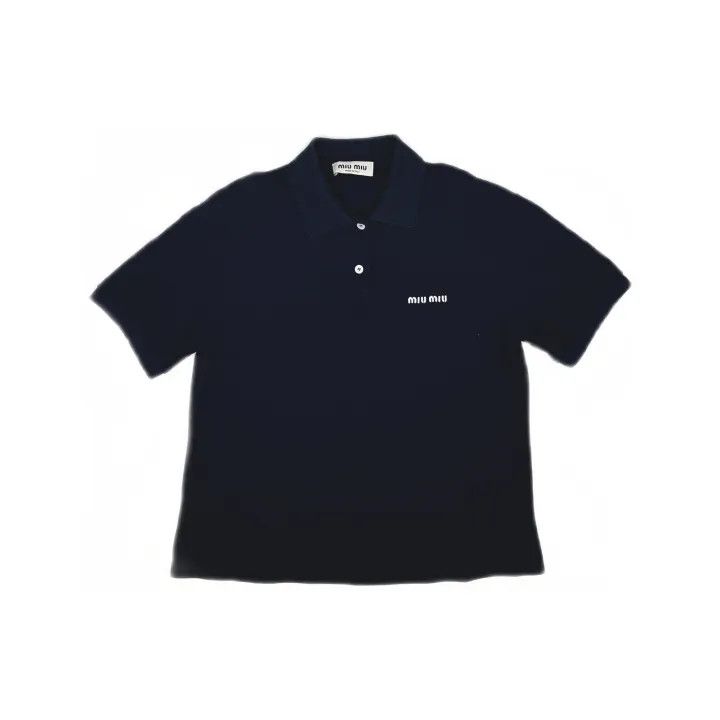 Miu Miu Miu Miu Blue Embroidered Polo Shirt for Women 0079 Size S / US 4 / IT 40 - 2 Thumbnail