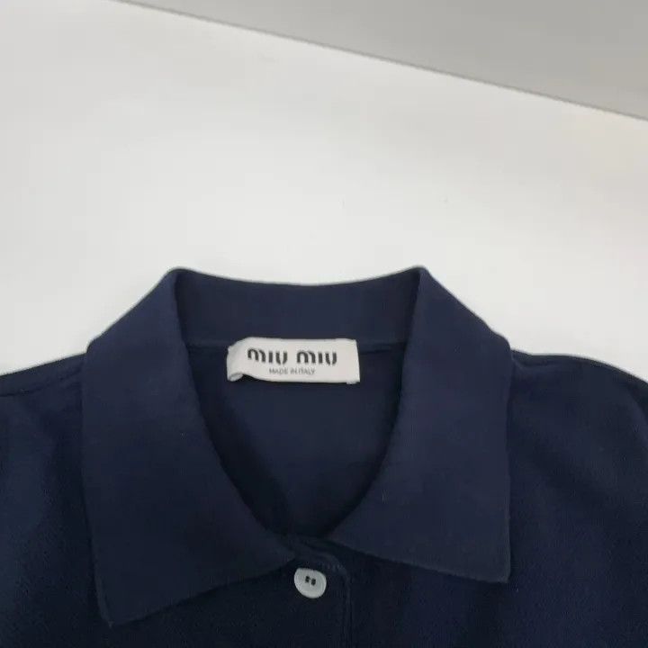 Miu Miu Miu Miu Blue Embroidered Polo Shirt for Women 0079 Size S / US 4 / IT 40 - 9 Thumbnail