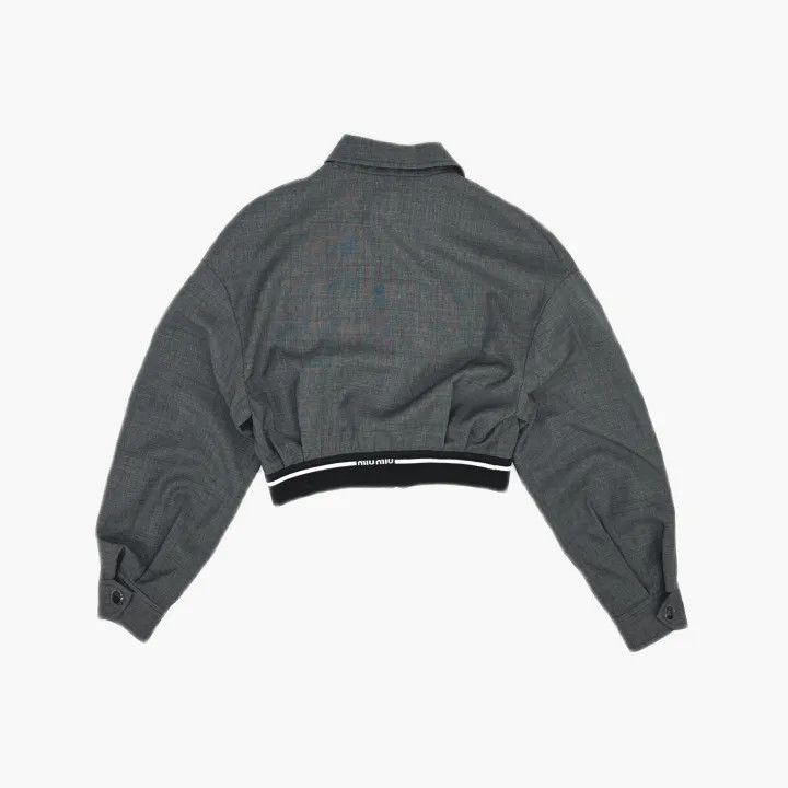 Miu Miu Miu Miu FW22 Gray Striped Crop Jacket 0079 Size S / US 4 / IT 40 - 3 Thumbnail