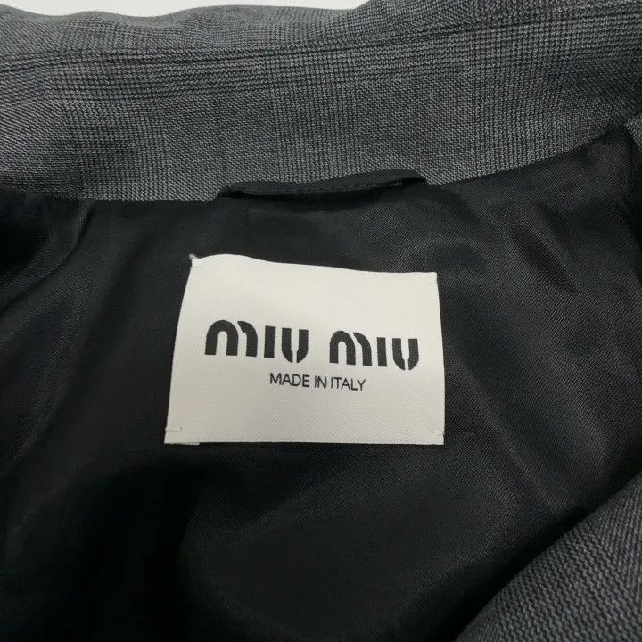 Miu Miu Miu Miu FW22 Gray Striped Crop Jacket 0079 Size S / US 4 / IT 40 - 6 Thumbnail