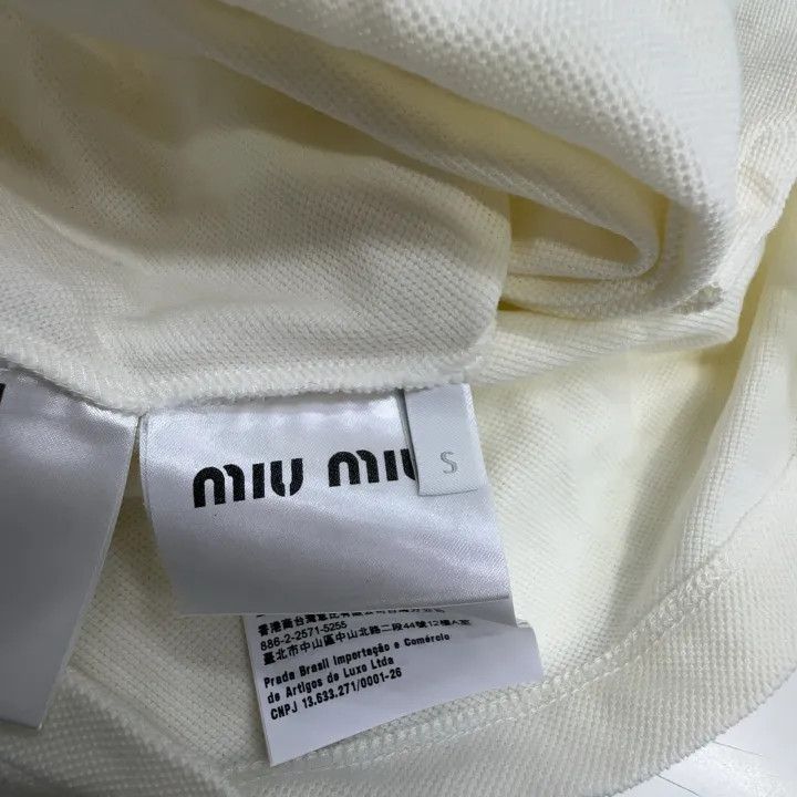Miu Miu Miu Miu SS24 Logo Embroidered Polo Shirt 0079 Size S / US 4 / IT 40 - 3 Thumbnail