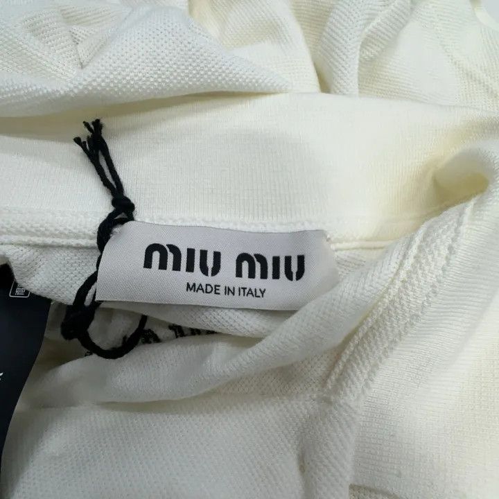 Miu Miu Miu Miu SS24 Logo Embroidered Polo Shirt 0079 Size S / US 4 / IT 40 - 2 Thumbnail