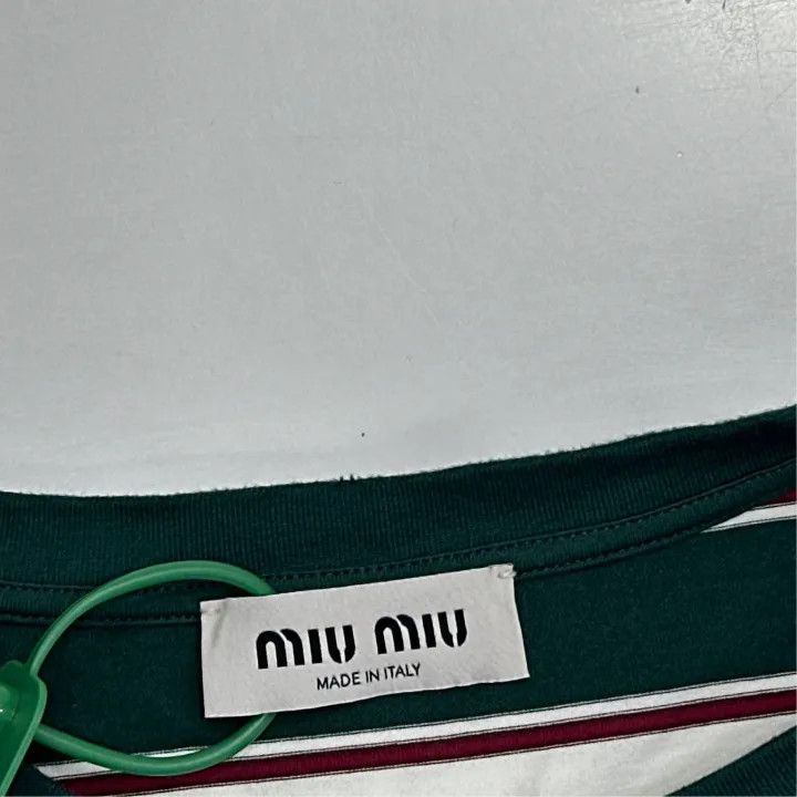 Miu Miu Miu Miu Striped Short Sleeve T-Shirt 0079 Size L / US 10 / IT 46 - 2 Thumbnail