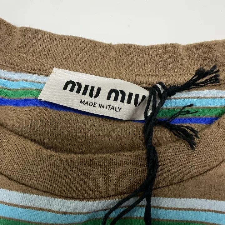 Miu Miu Miu Miu Striped Logo T-Shirt for Women 0079 Size L / US 10 / IT 46 - 5 Thumbnail