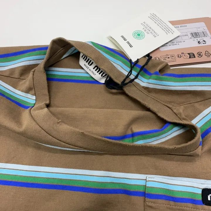 Miu Miu Miu Miu Striped Logo T-Shirt for Women 0079 Size L / US 10 / IT 46 - 8 Thumbnail