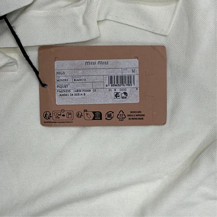 Miu Miu Miu Miu White Logo Embroidered Polo Shirt 0079 Size M / US 6-8 / IT 42-44 - 2 Thumbnail