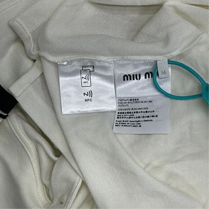 Miu Miu Miu Miu White Logo Embroidered Polo Shirt 0079 Size M / US 6-8 / IT 42-44 - 3 Thumbnail