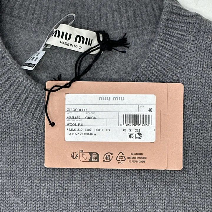 Miu Miu Miu Miu Gray Logo Short Sleeve Knit Top 0079 Size M / US 6-8 / IT 42-44 - 3 Thumbnail