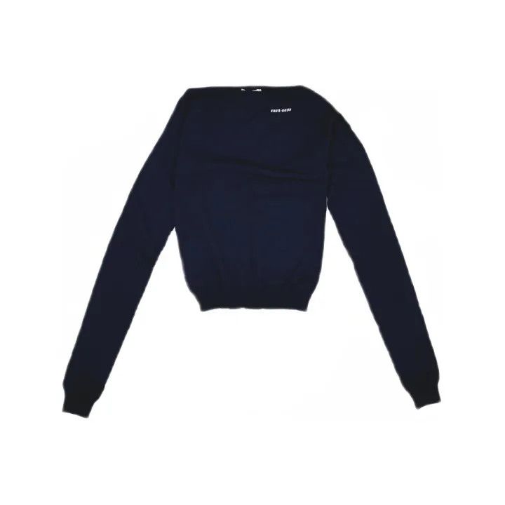 Miu Miu Miu Miu Navy Blue Long Sleeve Sweater 0079 Size M / US 6-8 / IT 42-44 - 2 Thumbnail