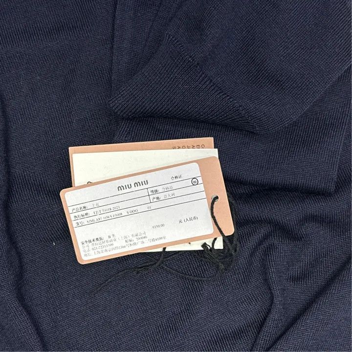 Miu Miu Miu Miu Navy Long Sleeve Sweater with Embroidery 0079 Size M / US 6-8 / IT 42-44 - 4 Thumbnail
