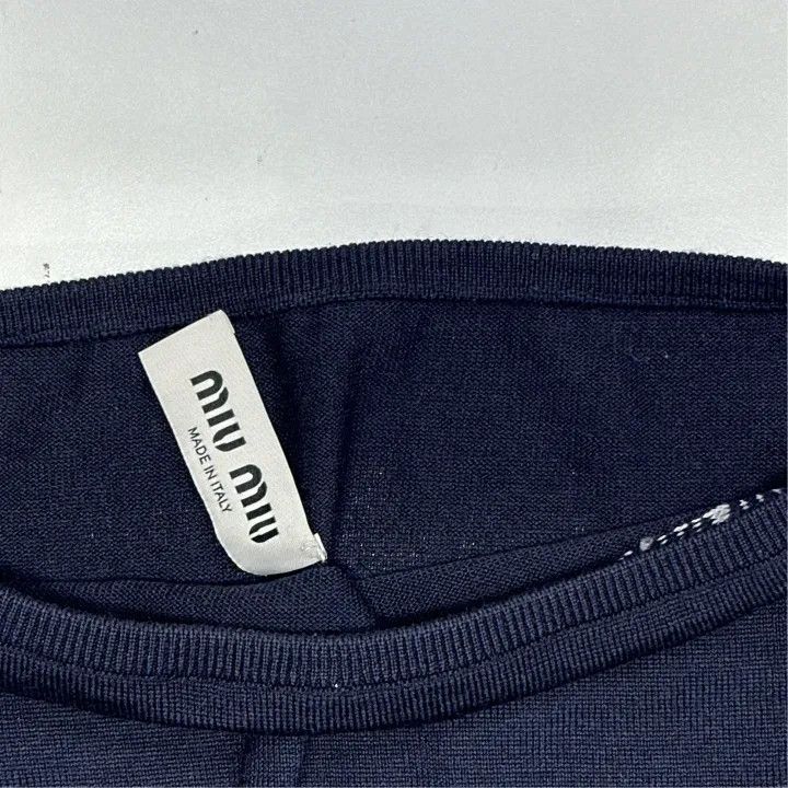 Miu Miu Miu Miu Navy Long Sleeve Sweater with Embroidery 0079 Size M / US 6-8 / IT 42-44 - 2 Thumbnail