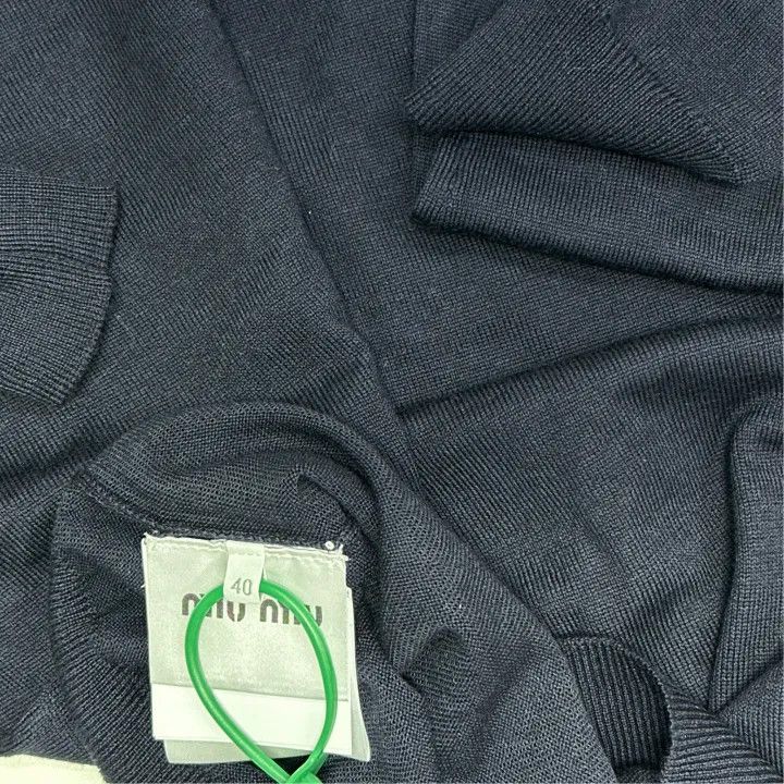 Miu Miu Miu Miu Navy Long Sleeve Sweater with Embroidery 0079 Size M / US 6-8 / IT 42-44 - 3 Thumbnail