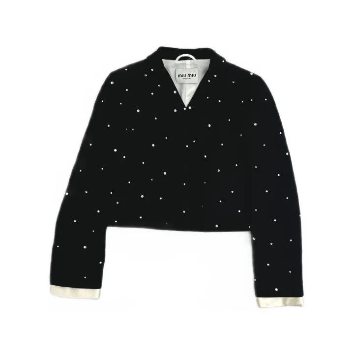Miu Miu Miu Miu Crystal-Embellished Cropped Jacket 0079 Size M / US 6-8 / IT 42-44 - 2 Thumbnail