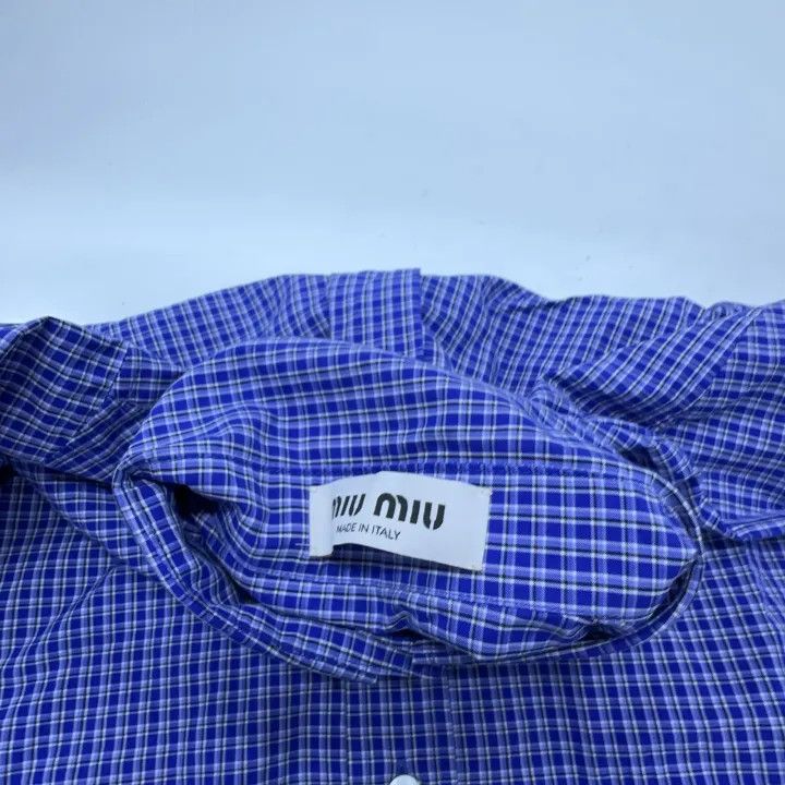 Miu Miu Miu Miu Blue Checkered Embroidered Shirt 0079 Size M / US 6-8 / IT 42-44 - 7 Thumbnail