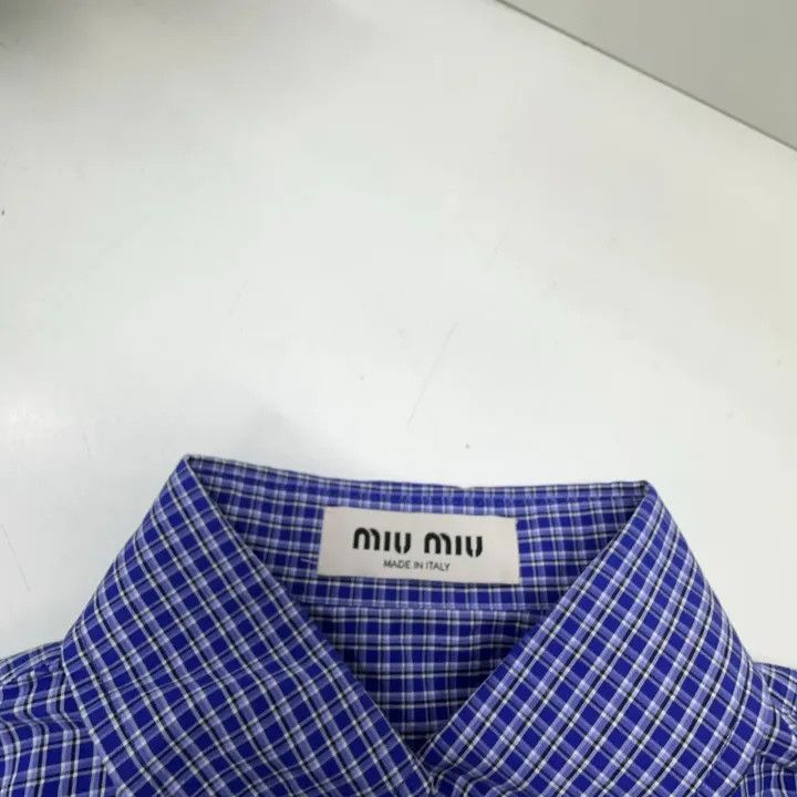 Miu Miu Miu Miu Blue Checkered Embroidered Shirt 0079 Size M / US 6-8 / IT 42-44 - 6 Thumbnail