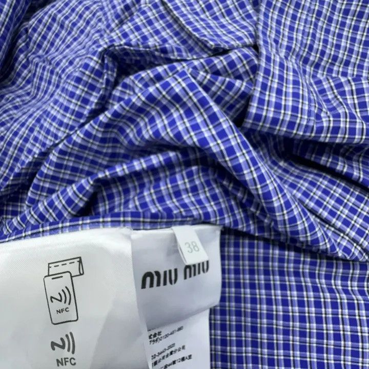 Miu Miu Miu Miu Blue Checkered Embroidered Shirt 0079 Size M / US 6-8 / IT 42-44 - 4 Thumbnail