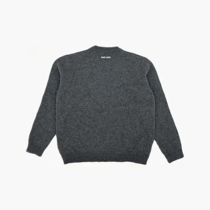 Miu Miu Miu Miu Gray Logo Knit Sweater for Women 0079 Size M / US 6-8 / IT 42-44 - 3 Thumbnail
