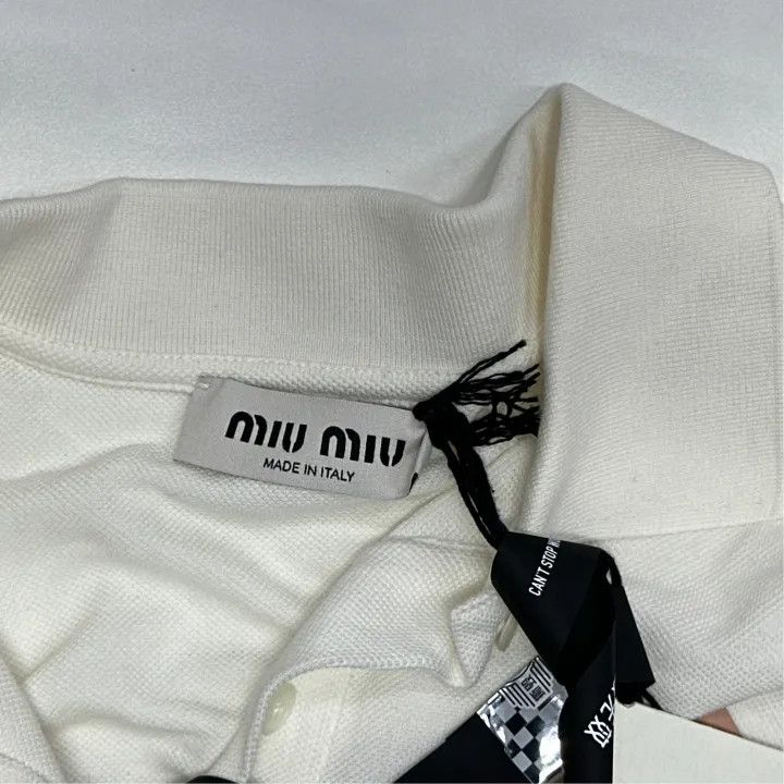 Miu Miu Miu Miu SS24 Logo Embroidered Polo Shirt 0079 Size M / US 6-8 / IT 42-44 - 3 Thumbnail