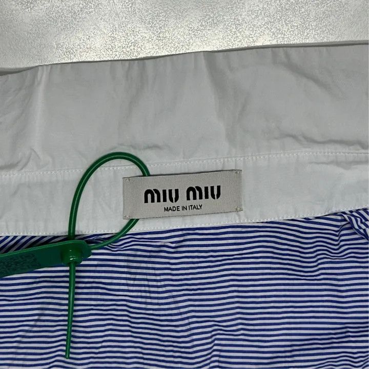 Miu Miu Miu Miu Blue Striped Embroidered Cropped Shirt 0079 Size S / US 4 / IT 40 - 4 Thumbnail