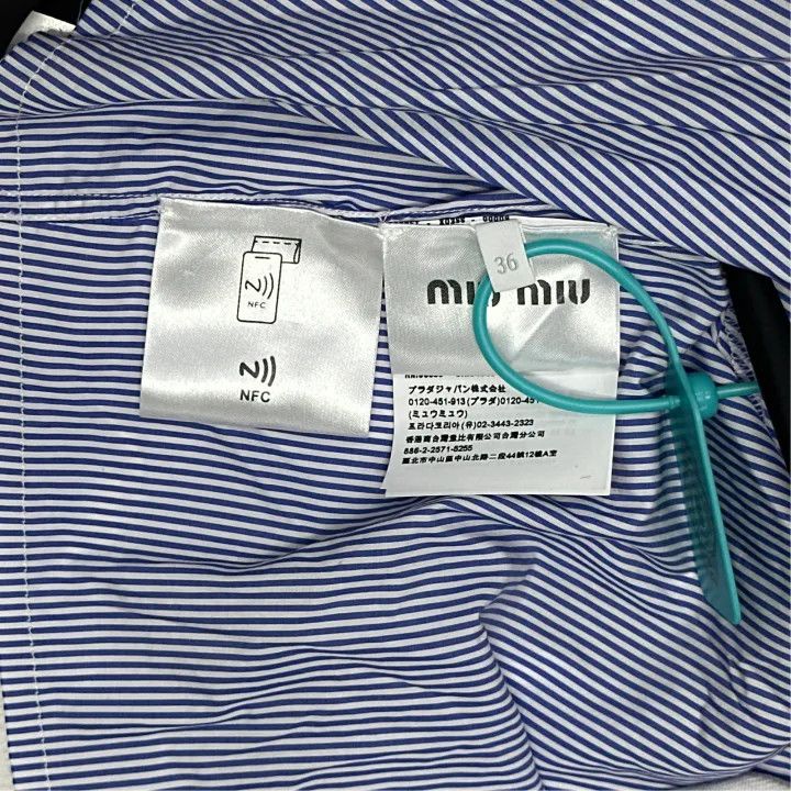 Miu Miu Miu Miu Blue Striped Embroidered Cropped Shirt 0079 Size S / US 4 / IT 40 - 2 Thumbnail