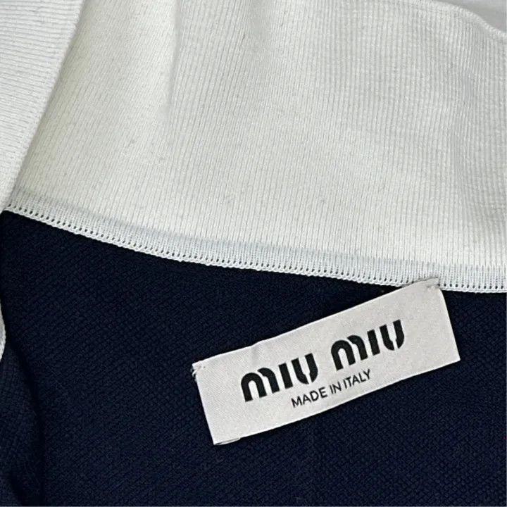 Miu Miu Miu Miu Color Block Logo Embroidered Polo 0079 Size M / US 6-8 / IT 42-44 - 5 Thumbnail