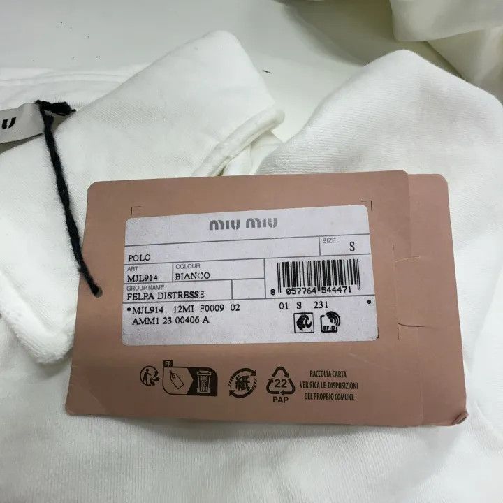 Miu Miu Miu Miu White Logo Polo Shirt for Women 0079 Size S / US 4 / IT 40 - 6 Thumbnail