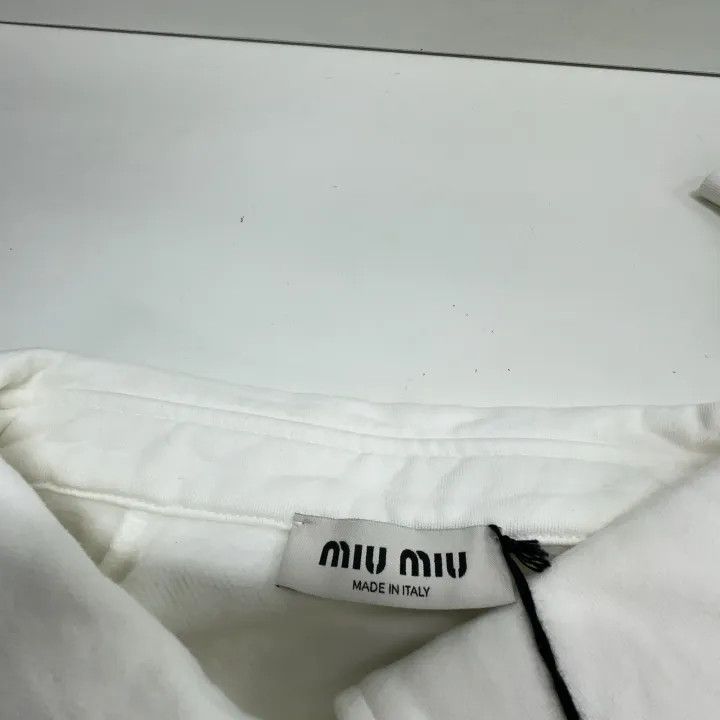 Miu Miu Miu Miu White Logo Polo Shirt for Women 0079 Size S / US 4 / IT 40 - 7 Thumbnail