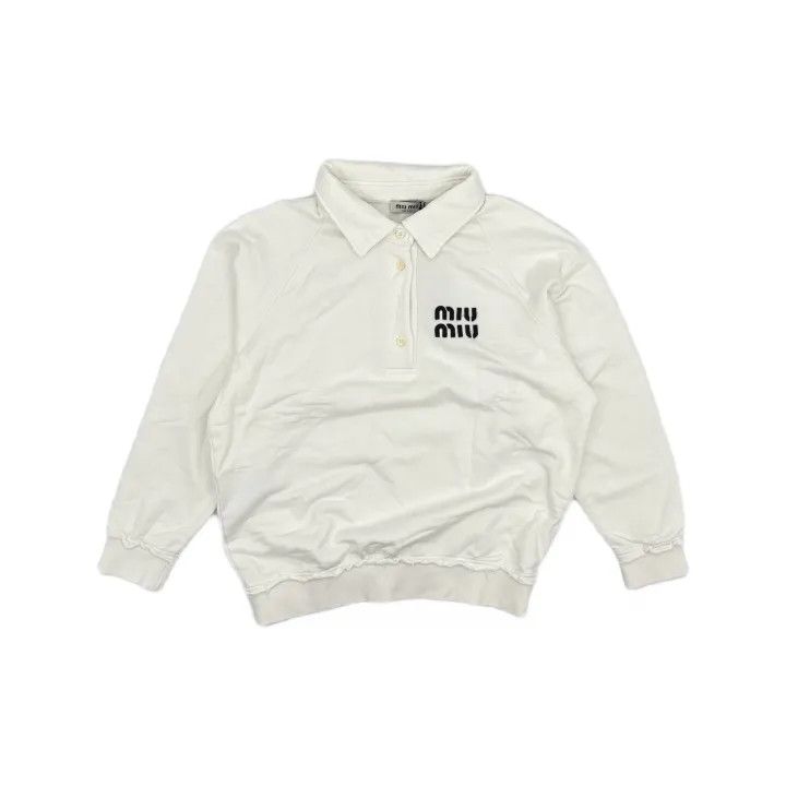 Miu Miu Miu Miu White Logo Polo Shirt for Women 0079 Size S / US 4 / IT 40 - 2 Thumbnail