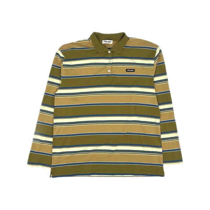Miu Miu Miu Miu SS24 Striped Long Sleeve Polo 0079 Size M / US 6-8 / IT 42-44 - 2 Thumbnail