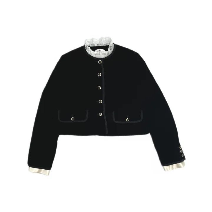 Miu Miu Miu Miu Black Lace-Collared Long Sleeve Jacket 0079 Size M / US 6-8 / IT 42-44 - 2 Thumbnail
