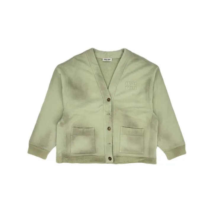 Miu Miu Miu Miu Logo Knit Cardigan for Women 0079 Size XS / US 0-2 / IT 36-38 - 2 Thumbnail
