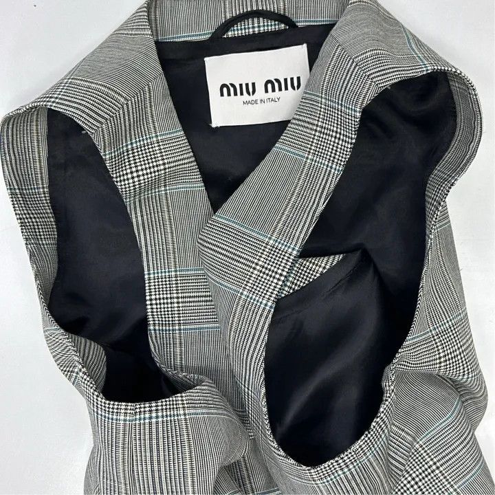 Miu Miu Miu Miu Gray Plaid Sleeveless Dress 0079 Size M / US 6-8 / IT 42-44 - 6 Thumbnail