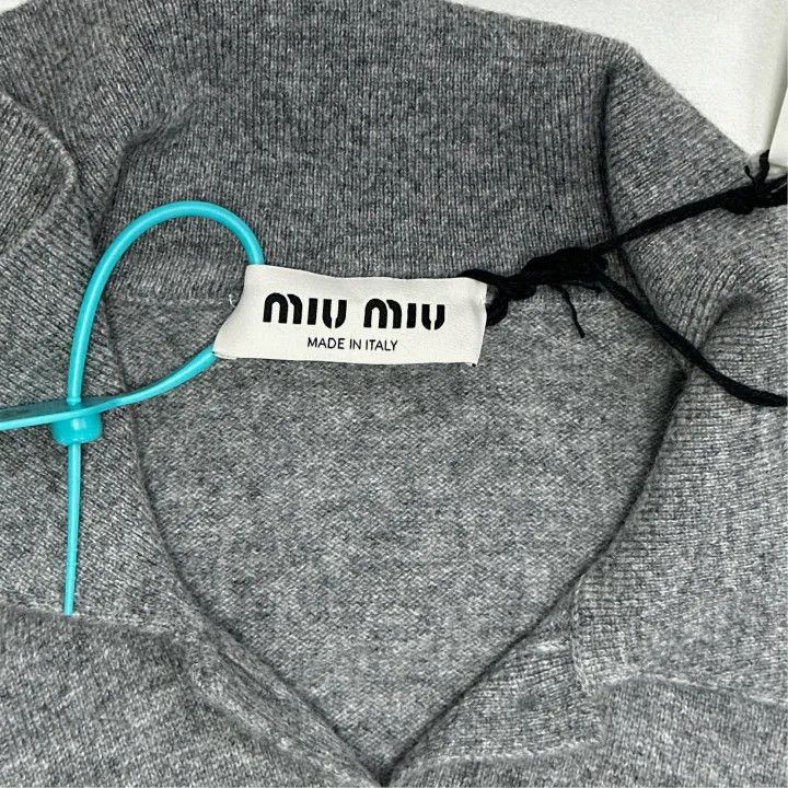 Miu Miu Miu Miu Gray Letter Embroidered Cashmere Sweater 0079 Size L / US 10 / IT 46 - 2 Thumbnail