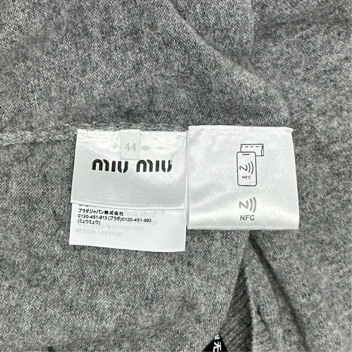 Miu Miu Miu Miu Gray Letter Embroidered Cashmere Sweater 0079 Size L / US 10 / IT 46 - 3 Thumbnail