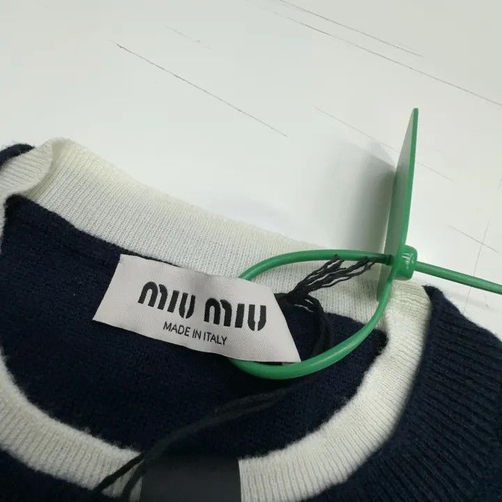 Miu Miu Miu Miu Blue Letter Print Knit Top 0079 Size S / US 4 / IT 40 - 2 Thumbnail