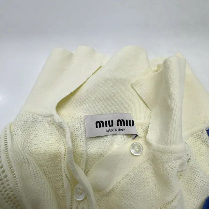 Miu Miu Miu Miu Cotton Knit Logo Polo Shirt 0079 Size L / US 10 / IT 46 - 6 Thumbnail